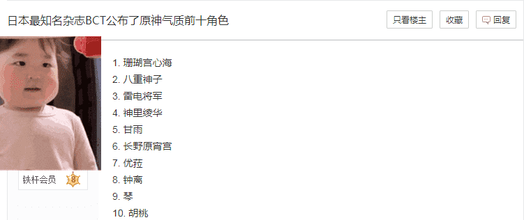 原神:“角色气质榜TOP10”引热议,胡桃垫底,新海第一