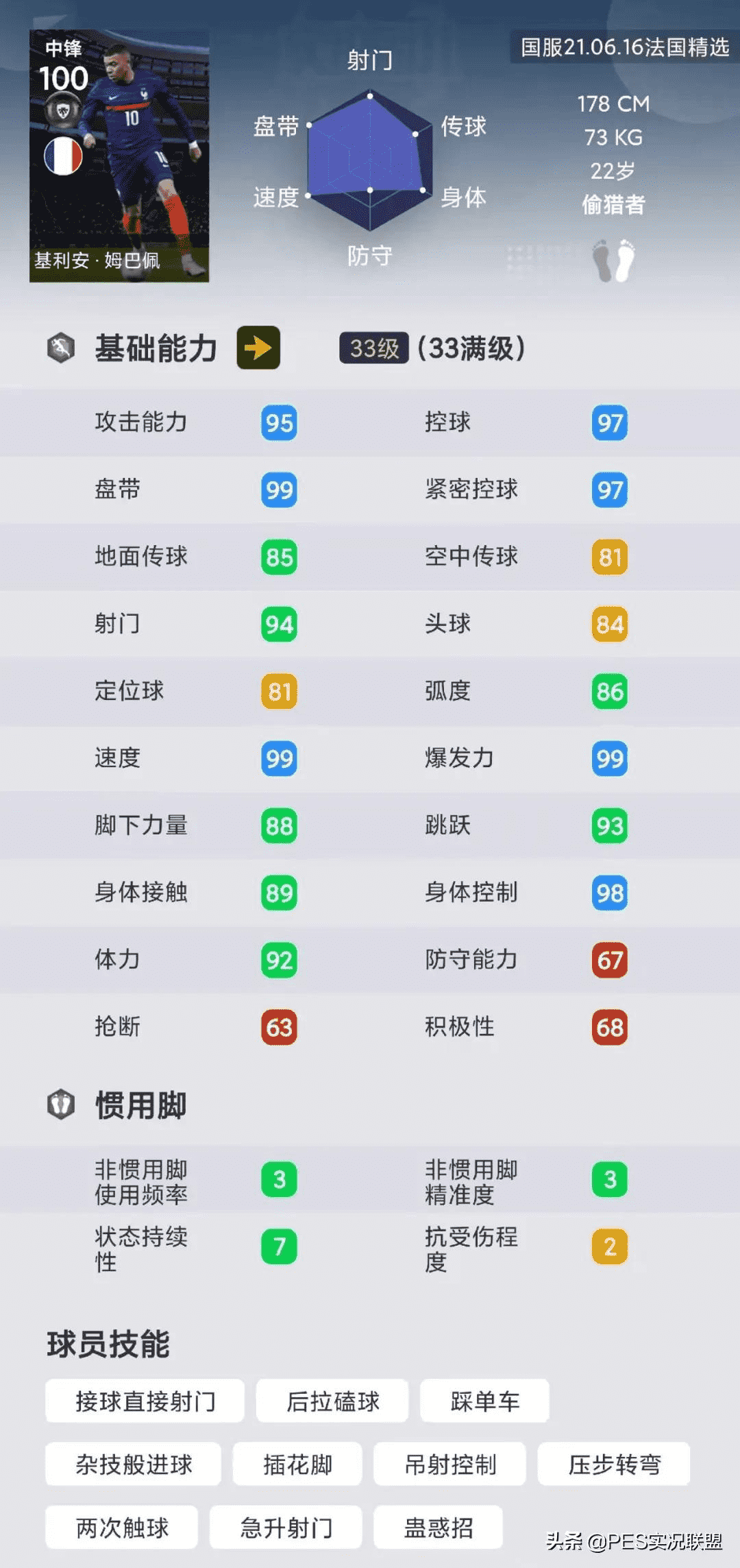 国服神锋top10!实况足球手游11月胜率最高的十大中锋盘点