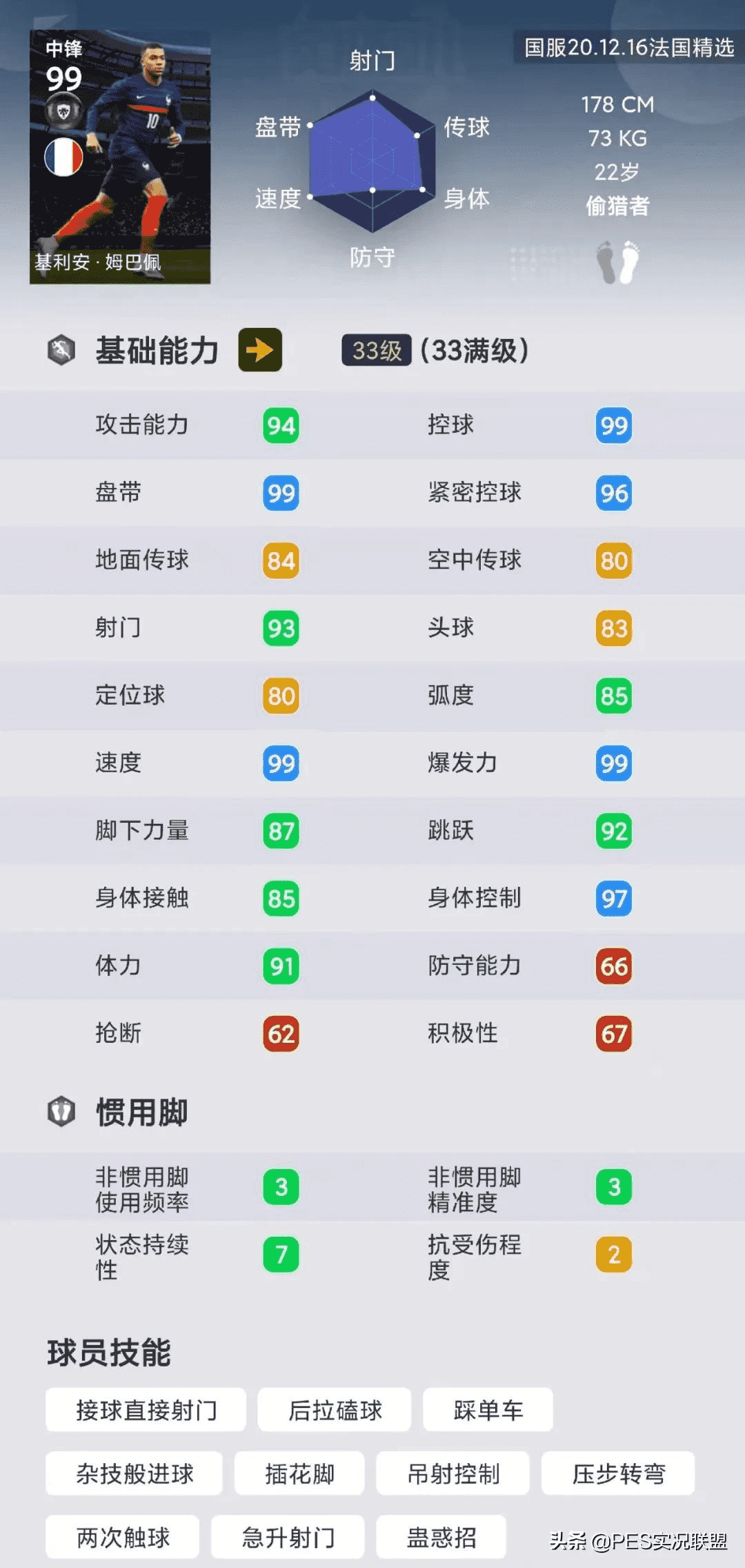 国服神锋top10!实况足球手游11月胜率最高的十大中锋盘点